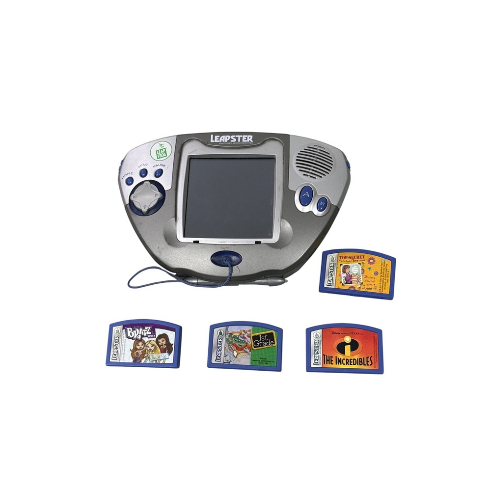 READ LeapFrog Leapster Multimedia Learning System Silver Blue Bundle 4 Games